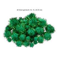 Pompons Glitter grün 40 Stück Bild 2