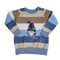Sweatshirt gr. 98/104 Streifen mit Wichtelmännchen handmade Bild 1