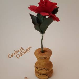 Blumenvase aus Holz, mit Glaseinsatz, Handmade, Unikat Bild 1