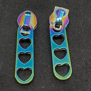 Zipper 3 Hearts, breit, regenbogen, 1 Stück / Schieber für Reißverschlüsse mit Spiralraupe Bild 3