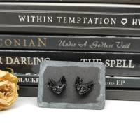 Ohrstecker mit Katzenköpfen aus Silber, Sphynx Katze Ohrringe, Gothic Schmuck, okkulter Ohrschmuck Bild 9