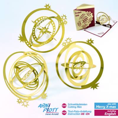 Plotterdatei Weihnachtskugel, Weihnachtsdeko, Weihnachtskarte Popup, Weihnachtsgeschenk, Weihnachtsbaumschmuck, einfach