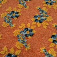 Stoff Ital. Musterwalk Walkloden Relief Blumen orange curry grau Mantelstoff Kleiderstoff Trachtenstoff Bild 1