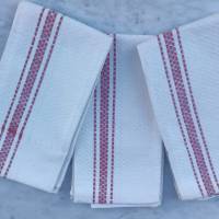 3 Vintage Leinentücher mit roter Bordüre - Handtücher - Geschirrtücher Bild 2