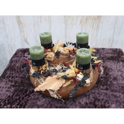 Adventskranz Holz Trockenblumen groß Tischkranz Weihnachten