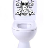 WC-Toiletten Aufkleber Pissing Rules Tür-Bad-Toilette-Cartoon Aufkleber-Wunschtext-Personalisierbar Bild 2
