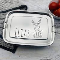 personalisierte Brotdose Edelstahl | Einschulungsgeschenk mit Namen | Geschenk für den Kindergarten | Brotbox mit Gravur Bild 5