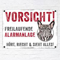 Hundeschild VORSICHT! FREILAUFENDE ALARMANLAGE (Französische Bulldogge), wetterbeständiges Warnschild Bild 2