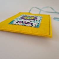 Gutscheinhülle und Blanco-Klappkarte - klein in gelb "Blume" - mit Fach für Gutscheine in Scheckkartengr Bild 9