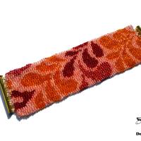 Breites Armband mit Blütenmotiv aus Miyuki Rocailles Größe M 18 cm Bild 1