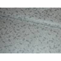 0,80m RESTSTÜCK Stoff Baumwolle - Ranken / Blätter silber auf weiß / Weihnachten, Silberdruck Bild 1