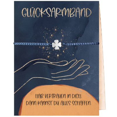 Glücksarmband vierblättriges Kleeblatt mit Klappkarte als Mutmacher