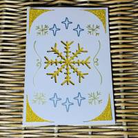 Weihnachtskarte - Karte Winter - Geburtstagskarte - Schneeflocke - Glitterkarton gold - Klappkarte - selbstgemacht Bild 1