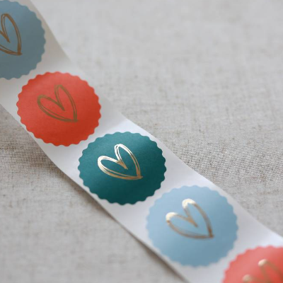 Aufkleber Herz mit Goldeffekt | runde Sticker | Geschenkaufkleber | Verpacken von Bestellungen | Geburtstagsgeschenk