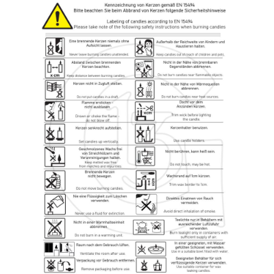 Sicherheits- und Warnhinweise für die Kerzenherstellung (DIN EN 15494) - Digitaler Download im PDF-Format (A4)