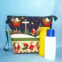 Projekttasche Gr. L mit dem Weihnachtsmann am Nordpol | Handarbeitstasche mit Reißverschluss | Strickbeutel für unterweg Bild 2