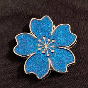Magnetknopf Sparkling Blossom, Silber-Blau Bild 1