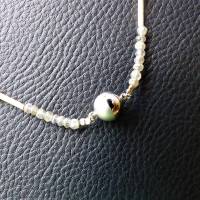 zarte naturgraue Halskette mit Silberröhrchen & Labradorit Edelsteinen, die viele Farben reflecktieren, Unikat Bild 5