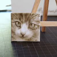 Tierportrait auf Mini-Leinwand zum Weihnachten, Handgemaltes realistisches Katzen mini Bild für Katzenliebhaber Bild 1