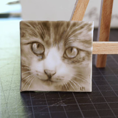 Tierportrait auf Mini-Leinwand zum Weihnachten, Handgemaltes realistisches Katzen mini Bild für Katzenliebhaber