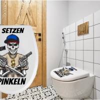 WC-Toiletten Aufkleber Setzen zum Pinkeln Tür-Bad-Toilette-Cartoon Aufkleber-Wunschtext-Personalisierbar Bild 3