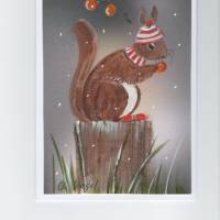 Weihnachtskarte,  humorvoll   - " saukoid is "   - handgemalt