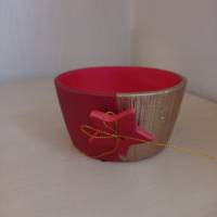 Blumenschale - Steckschale - Schale für Pflanzen oder kleine Geschenke - rot gold Weihnachten Advent für die Floristik Bild 1