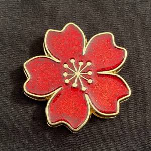 Magnetknopf Sparkling Blossom, Gold-Rot Bild 1