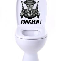 WC-Toiletten Aufkleber Immer im Sitzen Tür-Bad-Toilette-Cartoon Aufkleber-Wunschtext-Personalisierbar Bild 3