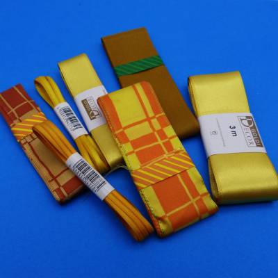 Konvolut Geschenkbänder, gelb gold, Set Geschenkband, Bändermix, zum Verpacken + Basteln
