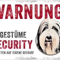 Hundeschild UNGESTÜME SECURITY (Bearded Collie), wetterbeständiges Warnschild Bild 1