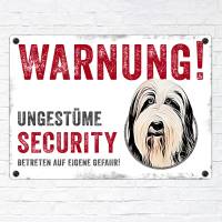 Hundeschild UNGESTÜME SECURITY (Bearded Collie), wetterbeständiges Warnschild Bild 2