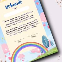 Personalisierte Regenbogen Urkunde für Kindergeburtstag | Selbstausdruck | Digitale Datei | DIN A4 | Mitgebsel Bild 3
