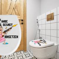 WC-Toiletten Aufkleber Großmutter Tür-Bad-Toilette-Cartoon Aufkleber-Wunschtext-Personalisierbar Bild 1
