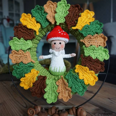 Häkelanleitung Herbstkranz mit Fliegenpilz - PDF Datei deutsch