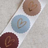 Aufkleber Herz mit Goldeffekt | runde Sticker | Geschenkaufkleber | Verpacken von Bestellungen | Geburtstagsgeschenk Bild 2