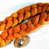 100 Gramm Handgefärbter Kammzug "Nature-Mix" Wolle, Alpaka und Leinen Bild 3