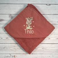 personalisiertes Kapuzenhandtuch mit süßer Giraffe | besticktes Handtuch mit Namen | Geschenkidee zur Geburt Weihnachten Bild 6