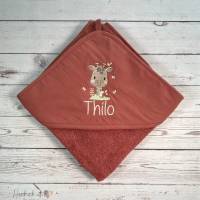 personalisiertes Kapuzenhandtuch mit süßer Giraffe | besticktes Handtuch mit Namen | Geschenkidee zur Geburt Weihnachten Bild 9