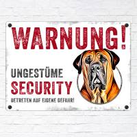 Hundeschild UNGESTÜME SECURITY (Bullmastiff), wetterbeständiges Warnschild Bild 2