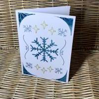 Weihnachtskarte - Karte Winter - Geburtstagskarte - Schneeflocke - Holographie blau - Klappkarte - selbstgemacht Bild 2