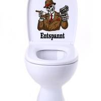 WC-Toiletten Aufkleber Hinsetzen Entspannt Tür-Bad-Toilette-Cartoon Aufkleber-Wunschtext-Personalisierbar Bild 3