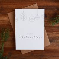 Weihnachtskarte | Weihnachtspost | Weihnachtsgruß | Weihnachtskugeln | aus Naturpapier | DIN A6 | Kuvert | Grußkarten Bild 1