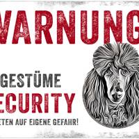 Hundeschild UNGESTÜME SECURITY (Pudel), wetterbeständiges Warnschild Bild 1