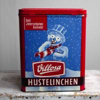 Vintage Blechdose Hustelinchen mit Schneemann Bild 1