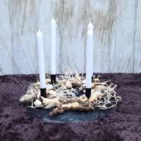 Adventskranz Holz mit Trockenblumen schwarz natur modern Bild 8