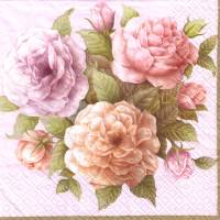 10 einzelne Lunchservietten Rosenbouquet in Pastell auf Rosa, von PAW Bild 1