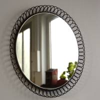 runder Vintage Spiegel mit schwarzem Metallrand Bild 2