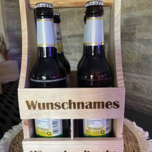 Männerhandtasche Bierträger Holz Männertag Vatertag Geschenkidee personalisiert Bild 1