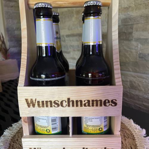Männerhandtasche Bierträger Holz Männertag Vatertag Geschenkidee personalisiert